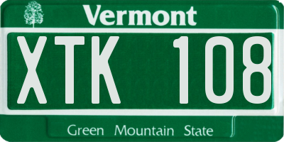 VT license plate XTK108