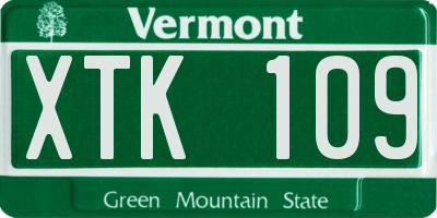 VT license plate XTK109