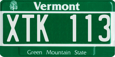 VT license plate XTK113