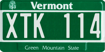 VT license plate XTK114