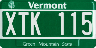 VT license plate XTK115