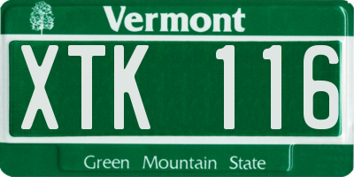 VT license plate XTK116