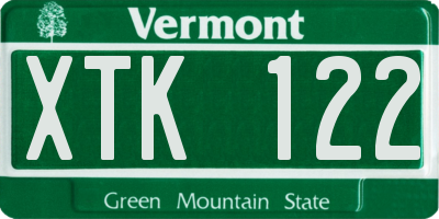 VT license plate XTK122