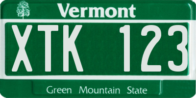 VT license plate XTK123