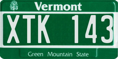 VT license plate XTK143