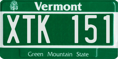 VT license plate XTK151
