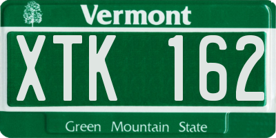 VT license plate XTK162