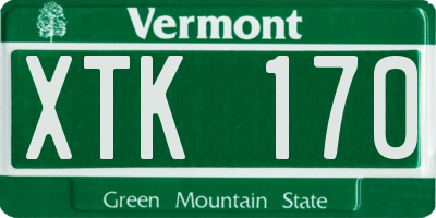 VT license plate XTK170