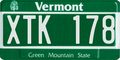 VT license plate XTK178
