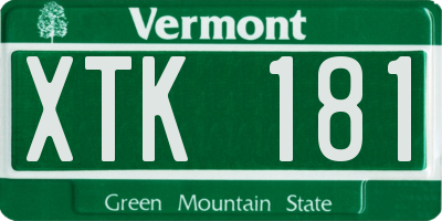 VT license plate XTK181