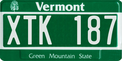 VT license plate XTK187