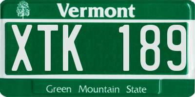 VT license plate XTK189