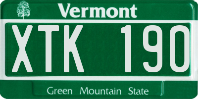 VT license plate XTK190