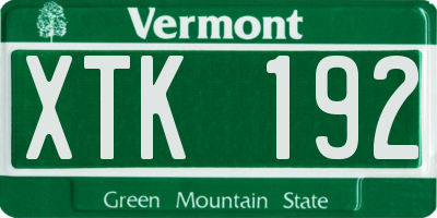 VT license plate XTK192