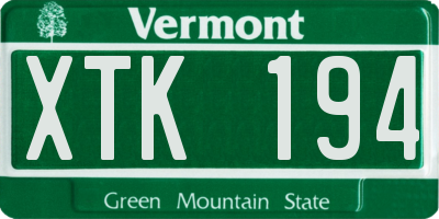 VT license plate XTK194