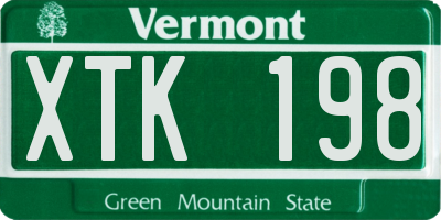 VT license plate XTK198