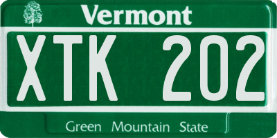 VT license plate XTK202