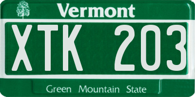 VT license plate XTK203