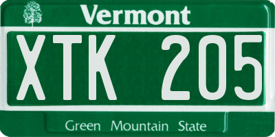VT license plate XTK205