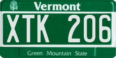 VT license plate XTK206