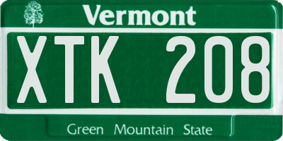 VT license plate XTK208
