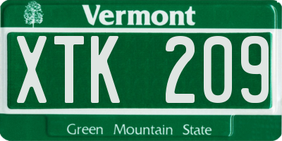 VT license plate XTK209