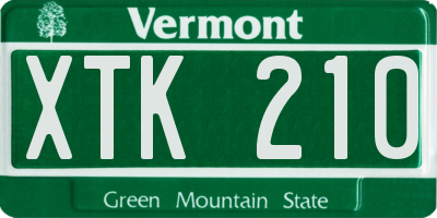 VT license plate XTK210