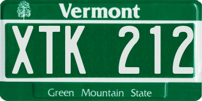 VT license plate XTK212