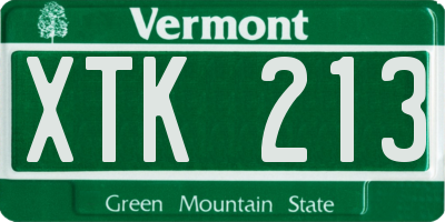 VT license plate XTK213