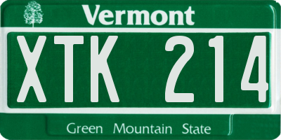VT license plate XTK214