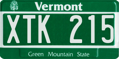 VT license plate XTK215