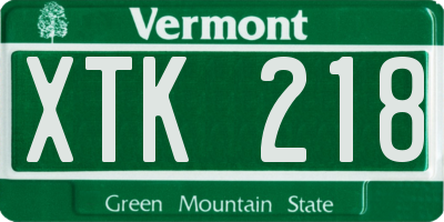 VT license plate XTK218