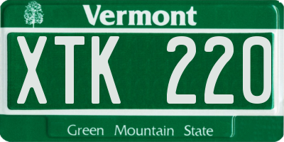 VT license plate XTK220