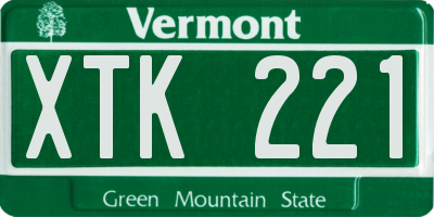 VT license plate XTK221