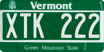 VT license plate XTK222