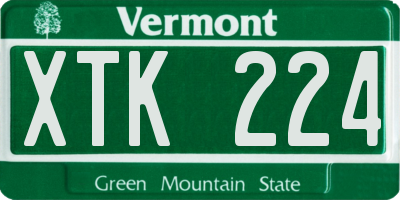 VT license plate XTK224