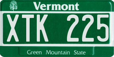 VT license plate XTK225