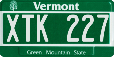 VT license plate XTK227