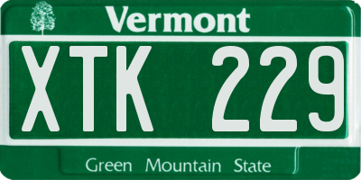 VT license plate XTK229