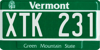VT license plate XTK231