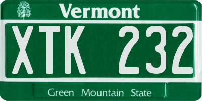 VT license plate XTK232