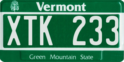 VT license plate XTK233
