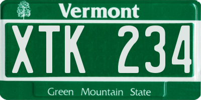 VT license plate XTK234