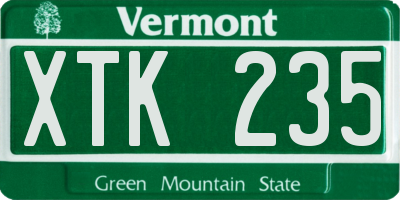 VT license plate XTK235