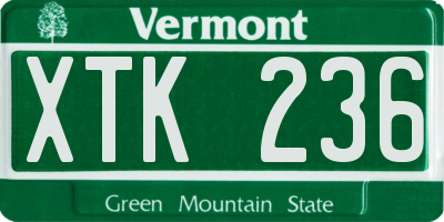 VT license plate XTK236