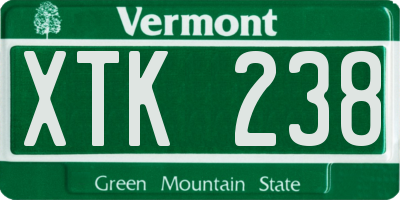VT license plate XTK238