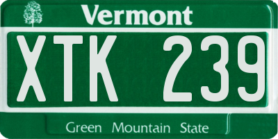 VT license plate XTK239
