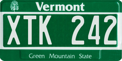 VT license plate XTK242