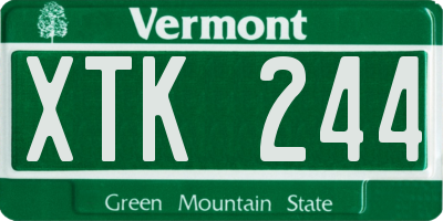 VT license plate XTK244