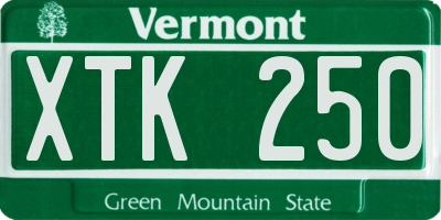 VT license plate XTK250